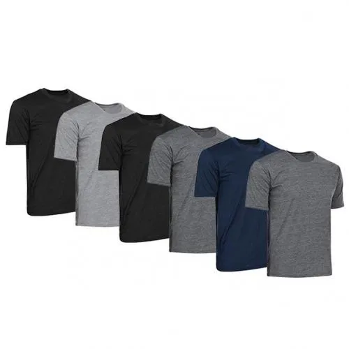 6-Pack: Men's Active Athletic Dry-Fit Performance T-Shirts