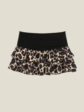 Aleyna Leopard Layered Mini Skirt