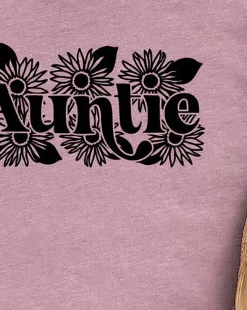 Auntie Sunflowers Short Sleeve Graphic Tee | Orchid