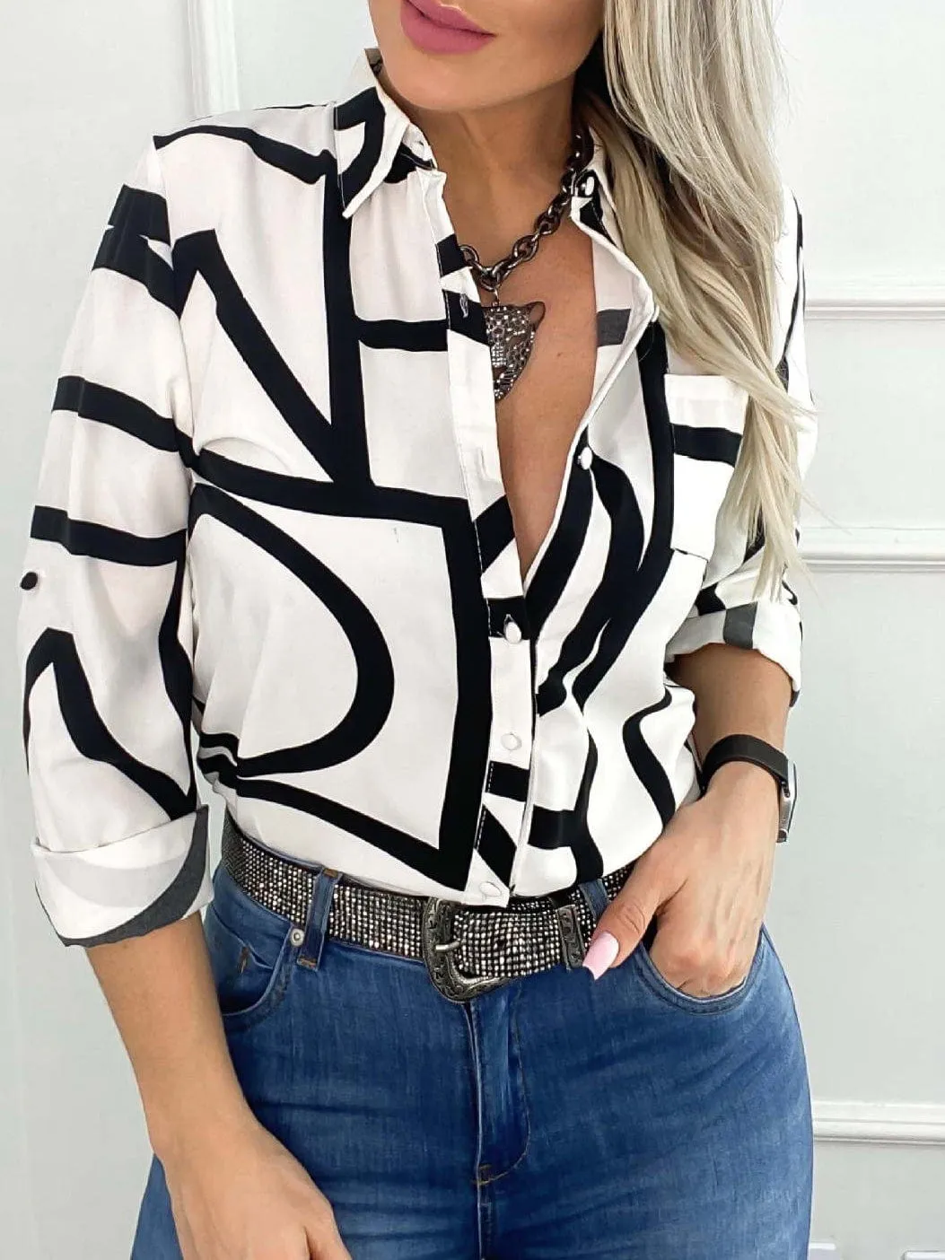 Black and White Abstract Print Shirt