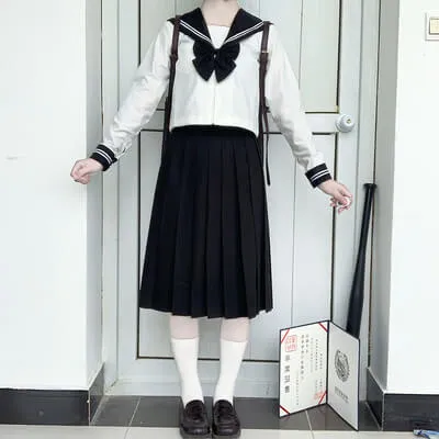 Black White JK bad sailor girl uniform set