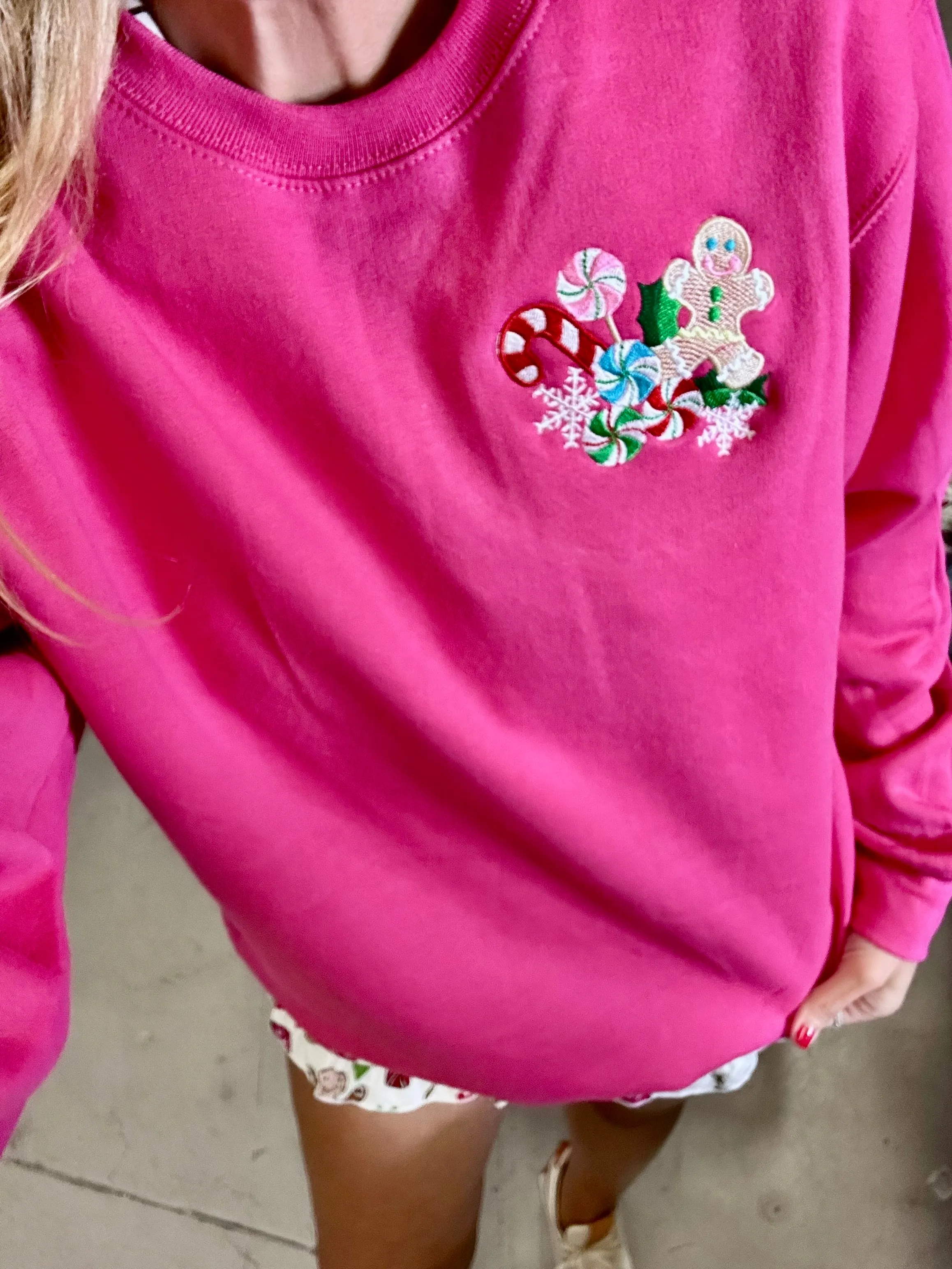 Candy Gingerbread Embroidered Sweatshirt