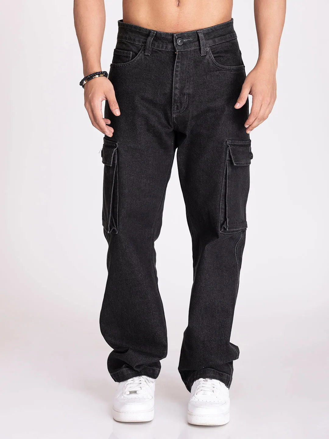 CARGO DENIMS-DARK GREY