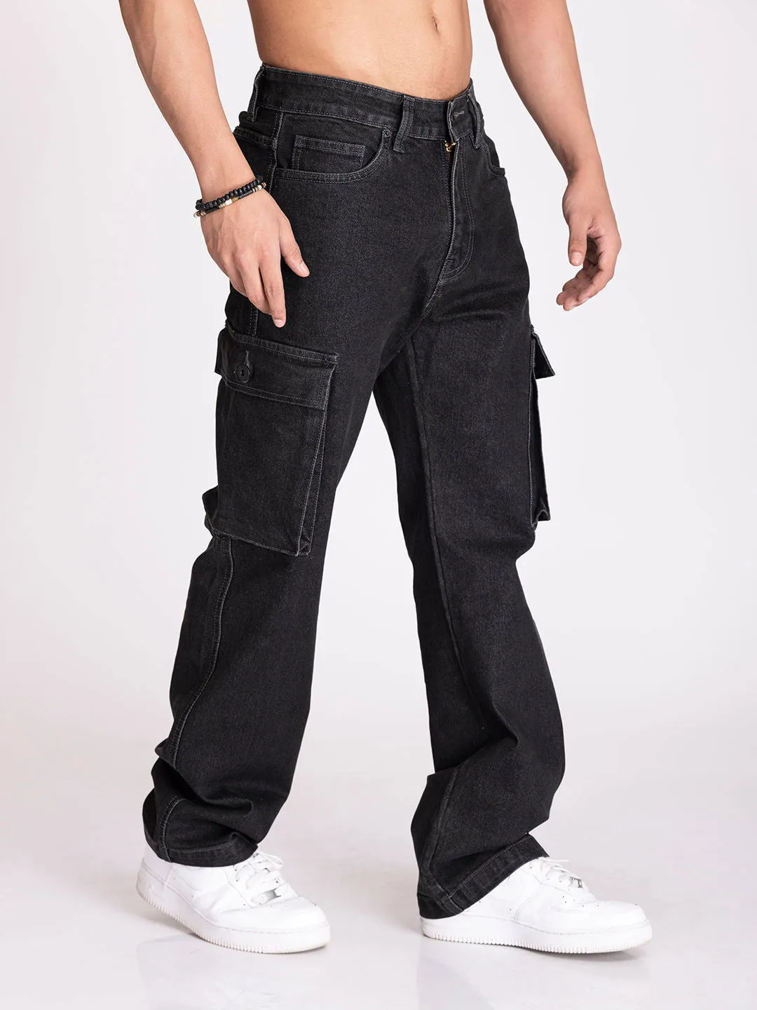 CARGO DENIMS-DARK GREY