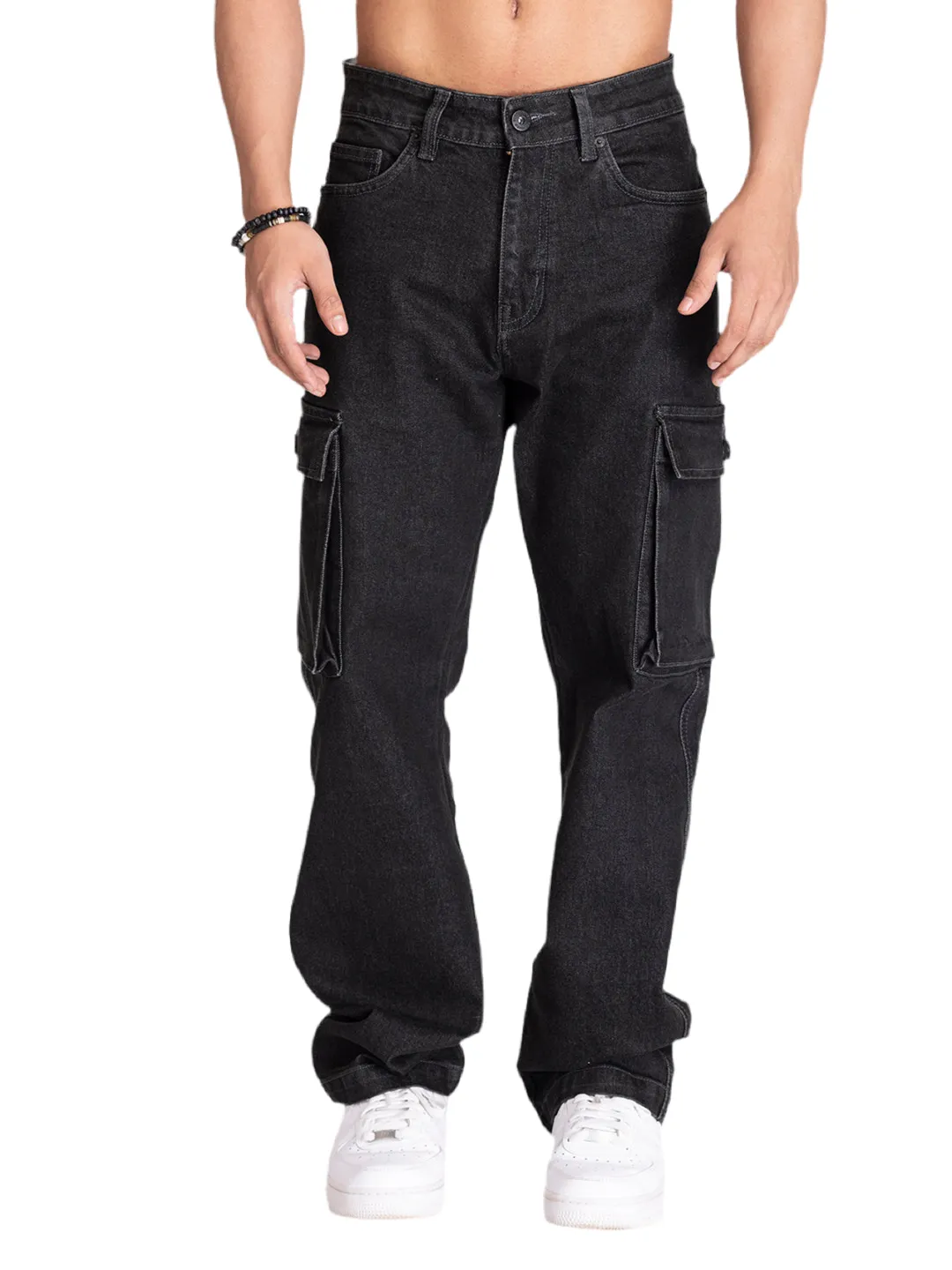 CARGO DENIMS-DARK GREY