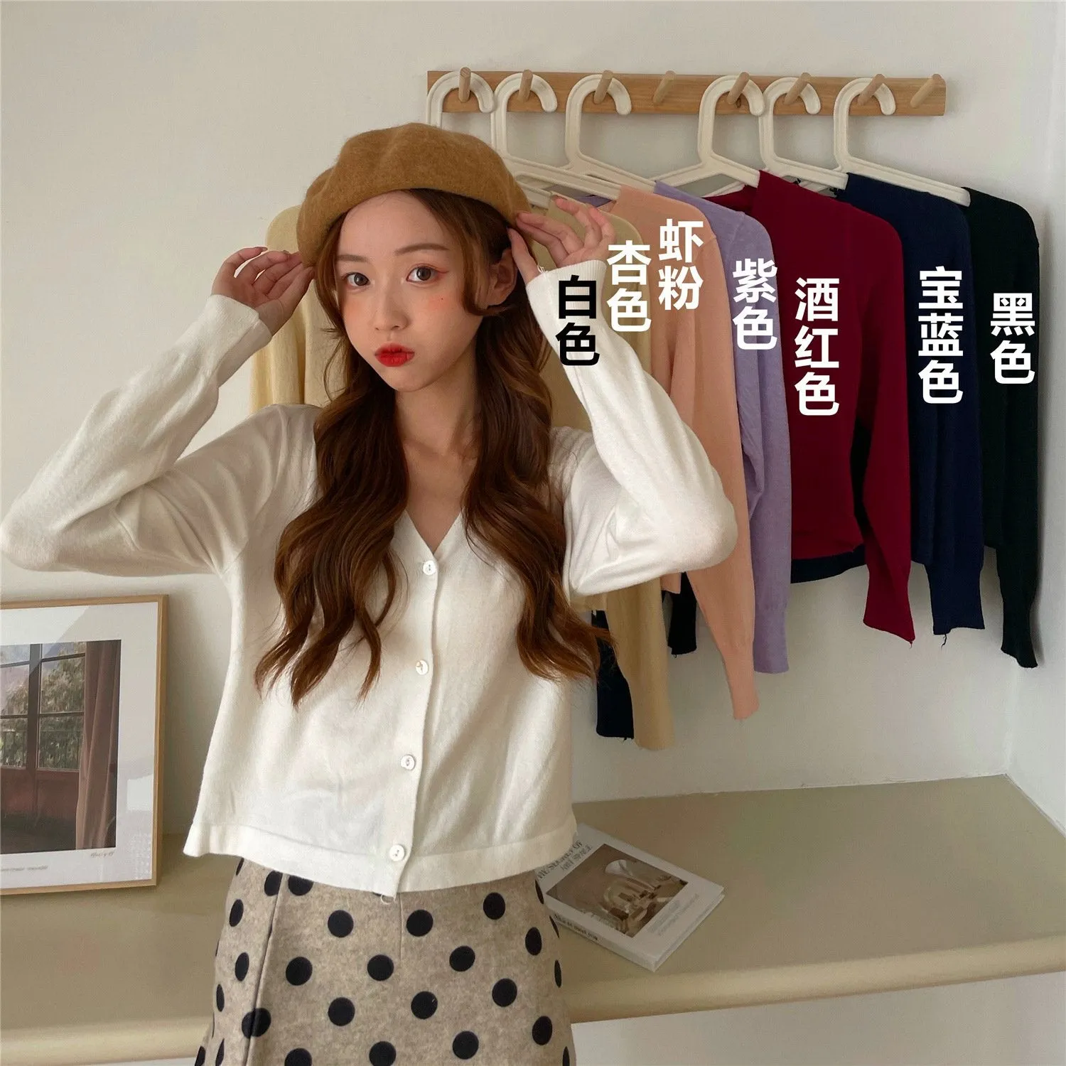 chicShort Sweater Thin Solid Colored Bare Belly Tops Women Trendy Cardigan Outerwear