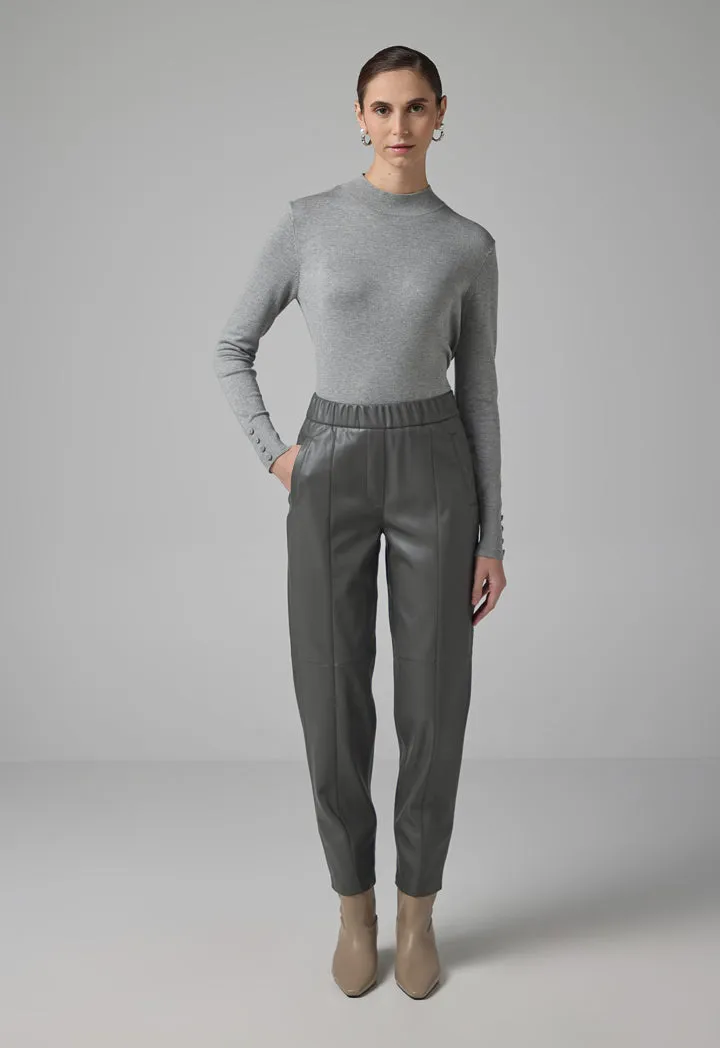 Choice Pu Leather Elasticated Waist Trousers Grey