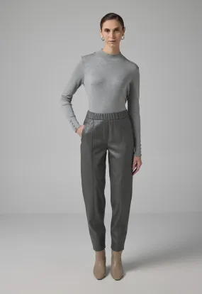 Choice Pu Leather Elasticated Waist Trousers Grey