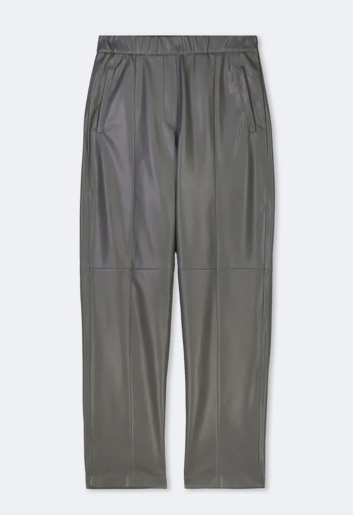 Choice Pu Leather Elasticated Waist Trousers Grey