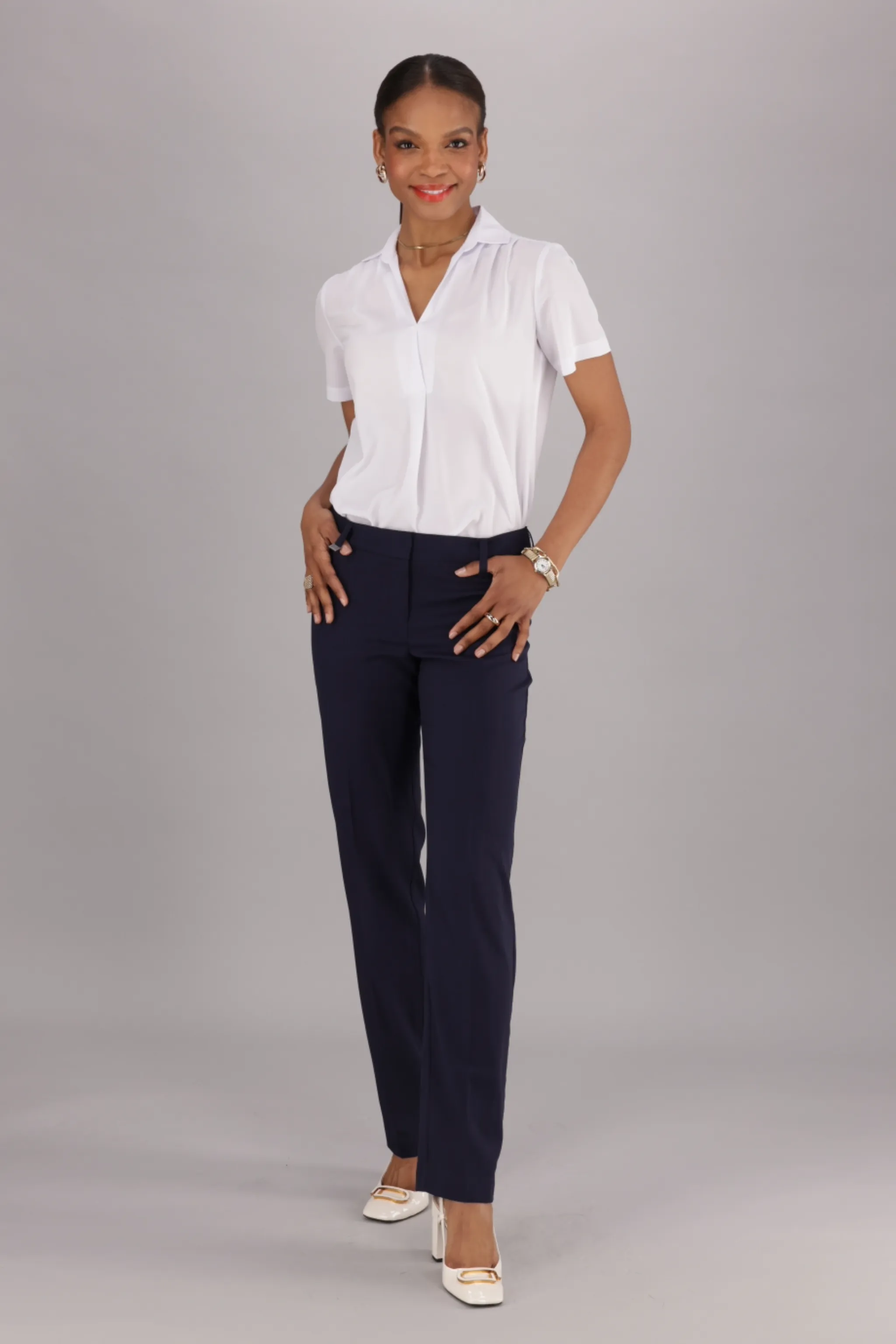 Christine regular fit pants - navy stretch