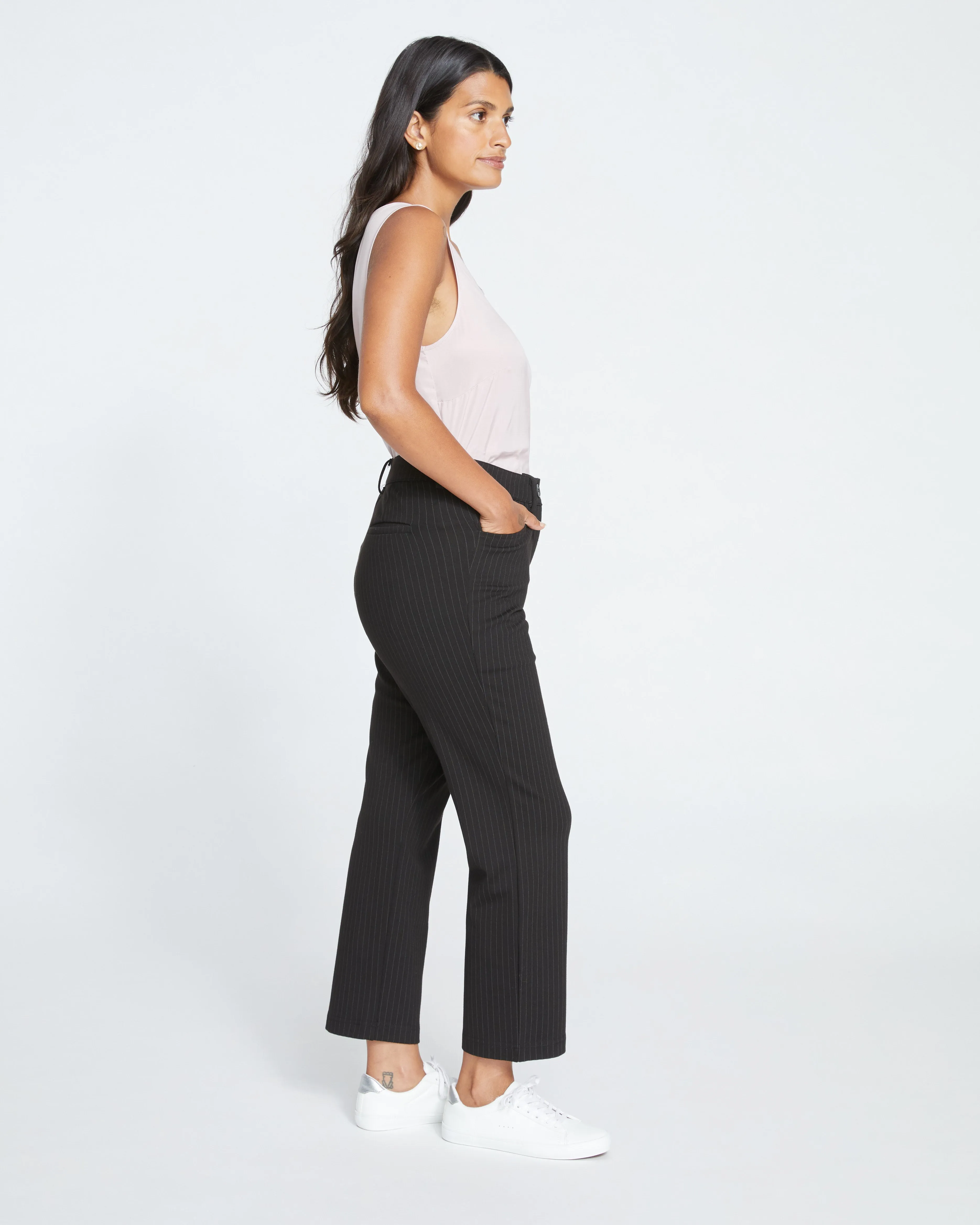 Cigarette Ponte Pants - Slate Pinstripe