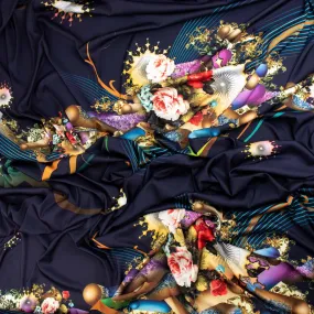 Digital Printed Satin Design-16 Novelty on Navy