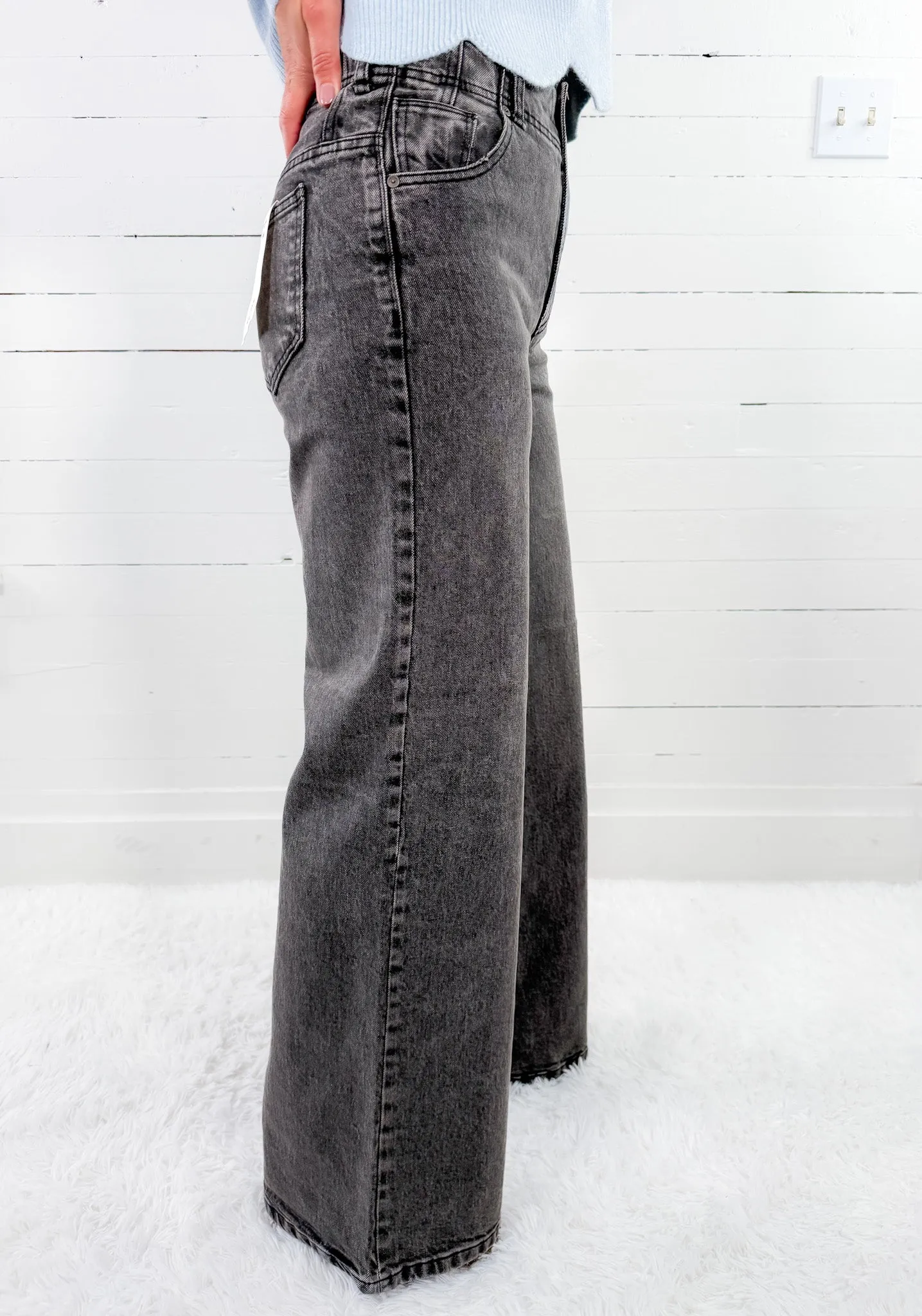 Easton Steel Grey Wide Leg Jeans