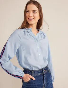 Everyday Cotton Popover Shirt-Blue Stripe