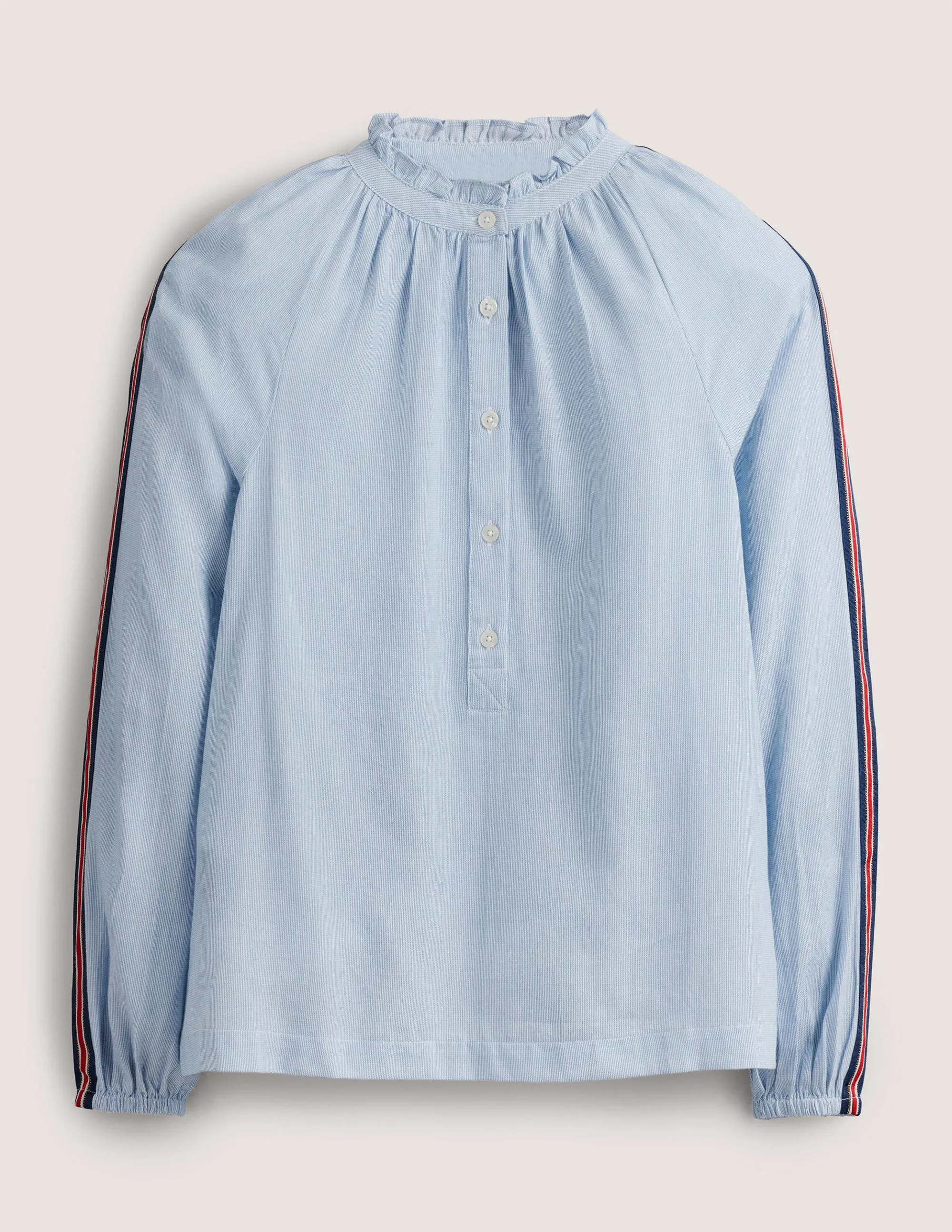 Everyday Cotton Popover Shirt-Blue Stripe