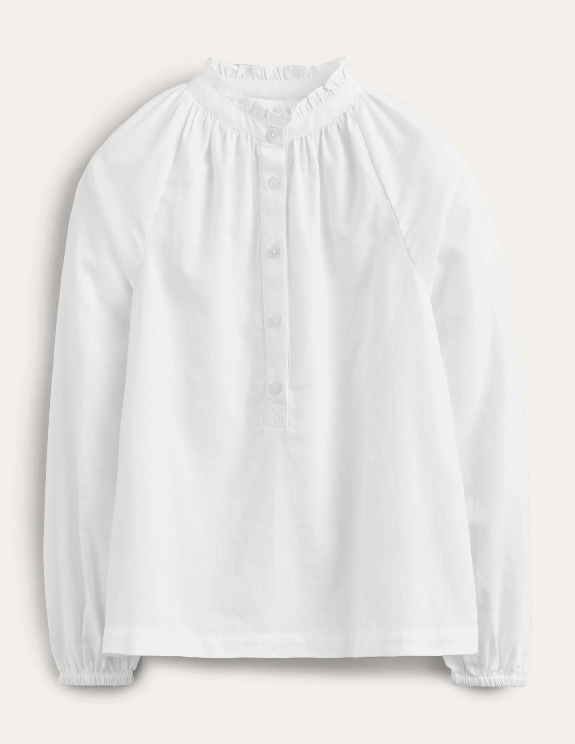 Everyday Cotton Popover Shirt-White