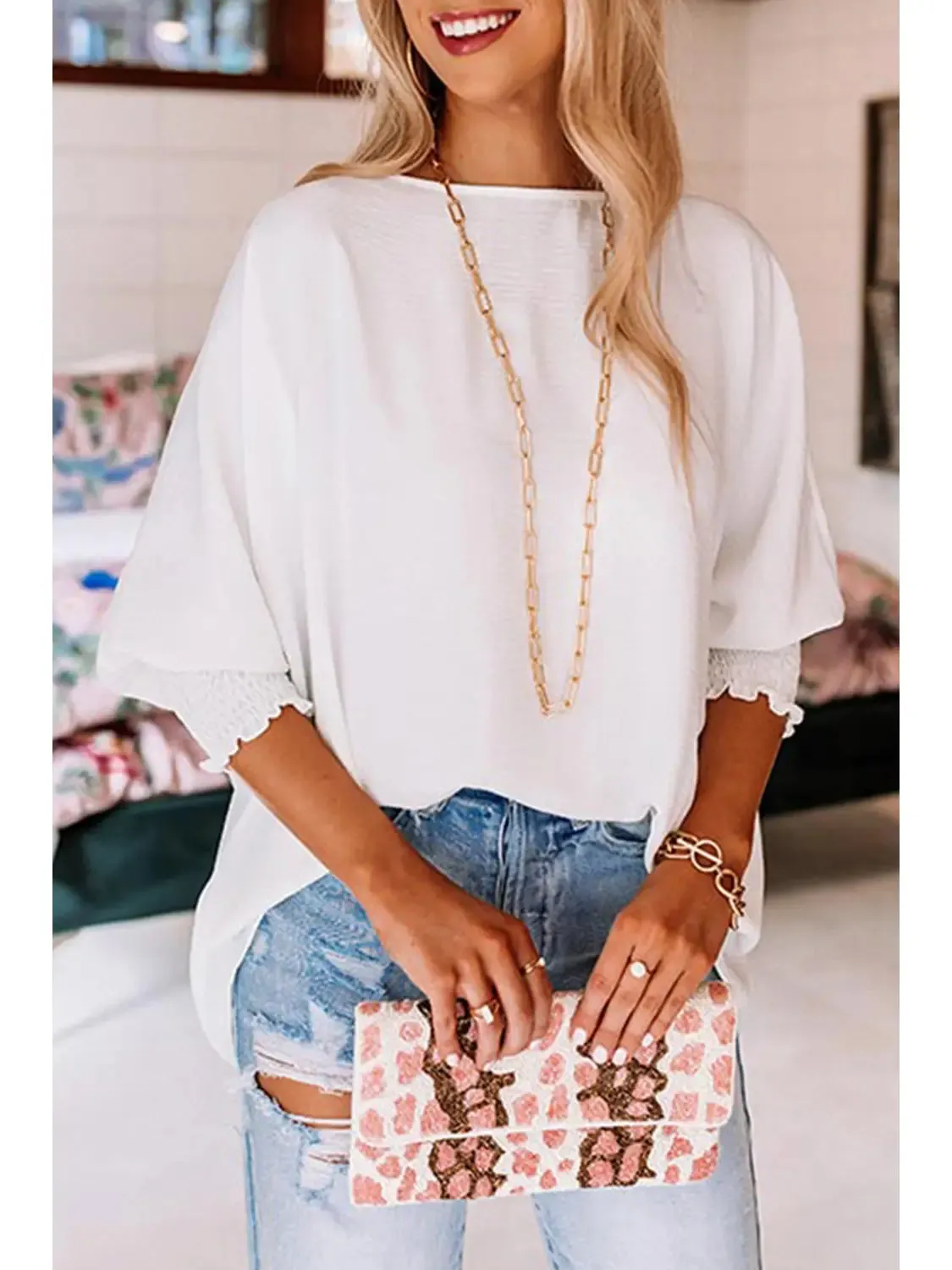 Everyday Smocked Sleeve Shift Top