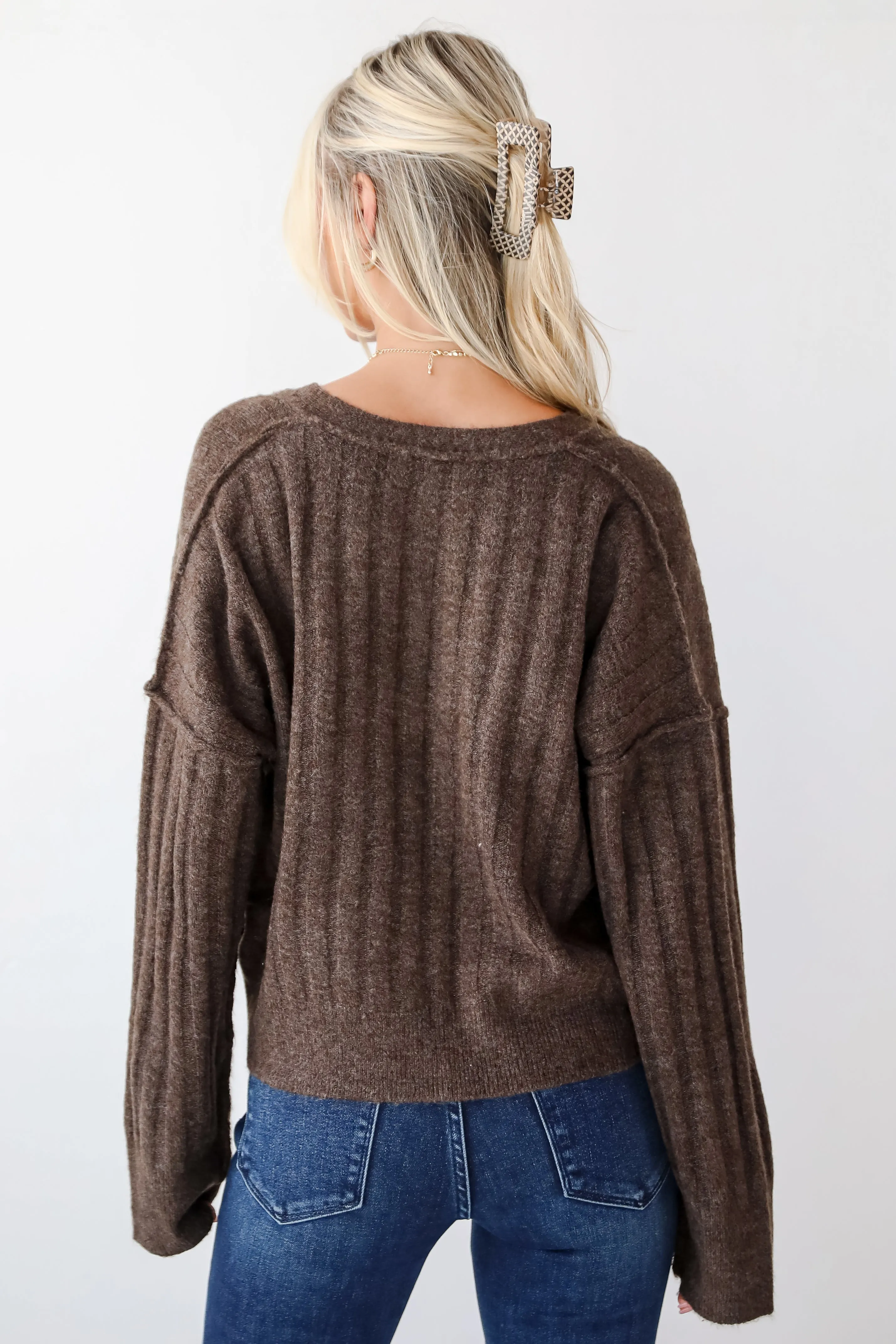 FINAL SALE - Comfortable Classic Brown Sweater Cardigan