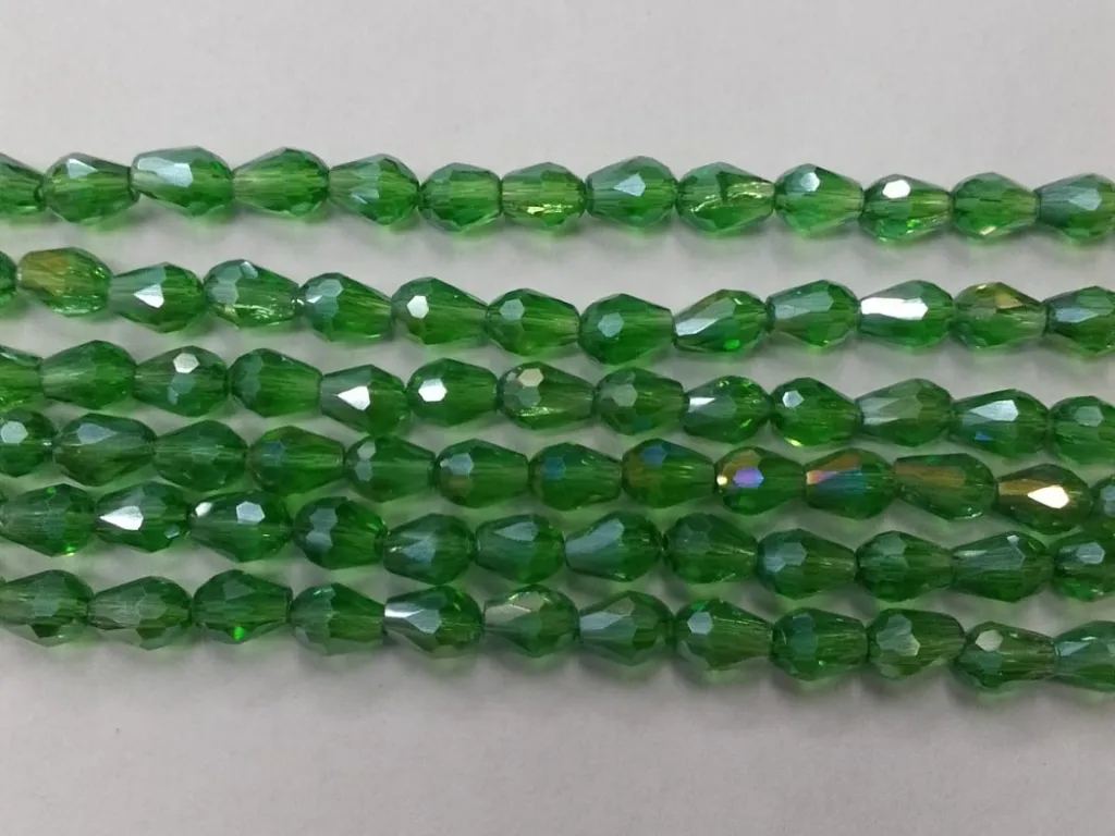 Green Drop Crystal Glass Beads (Wholesale)