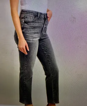 Grey Black Judy Blue Rhinestone Jeans