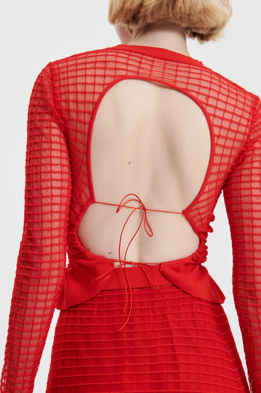 GRO | TOP MATISSE SHEER GRID RED