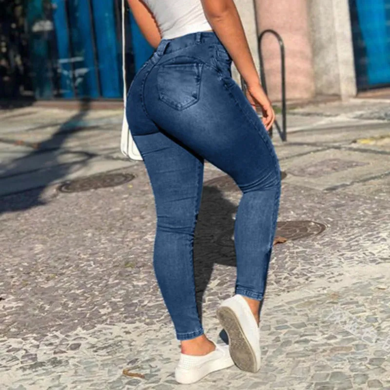 High Waist Skinny Cargo Jeans With Side Pockets