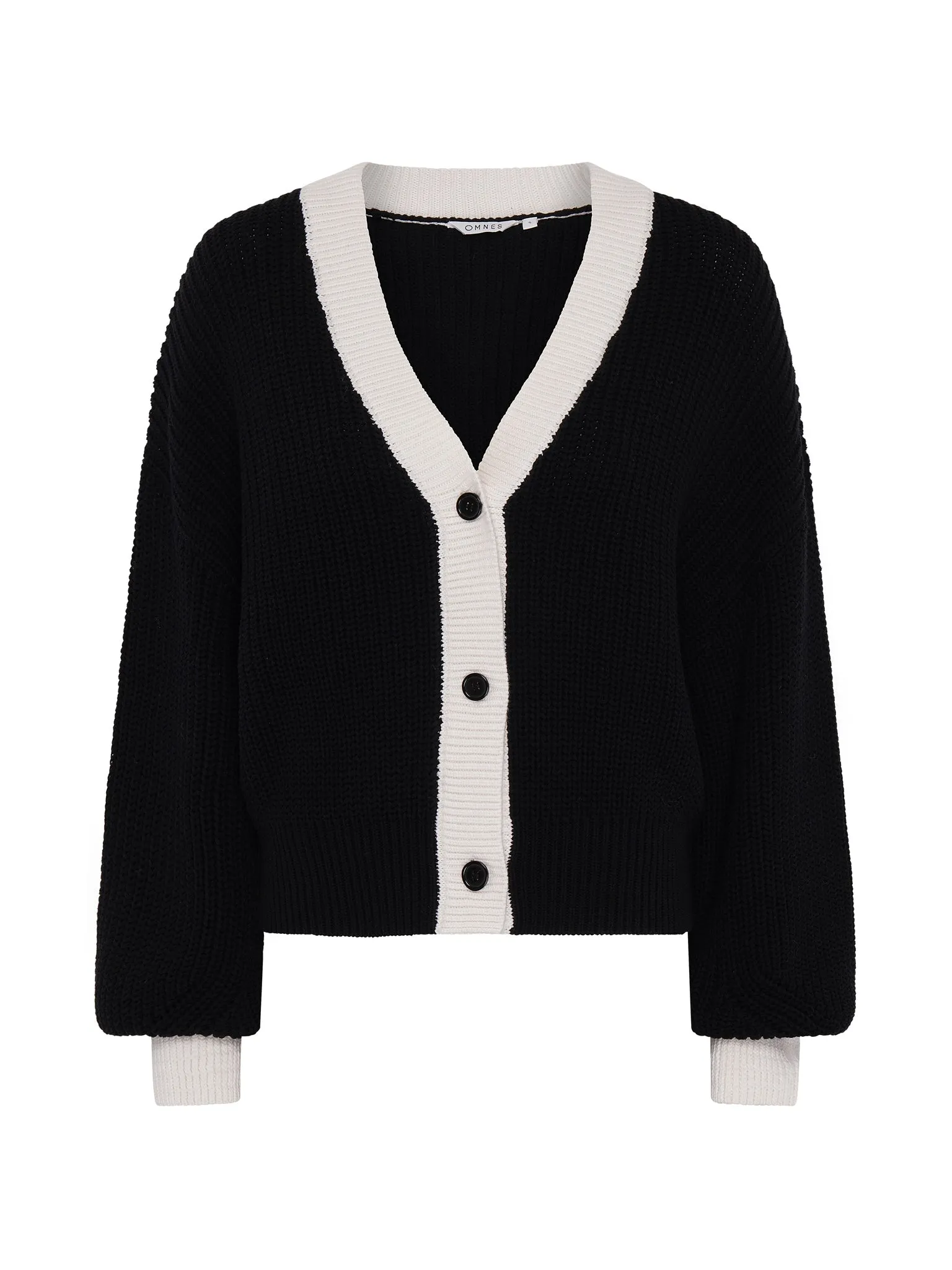 Hopper Cotton Cardigan in Black/White