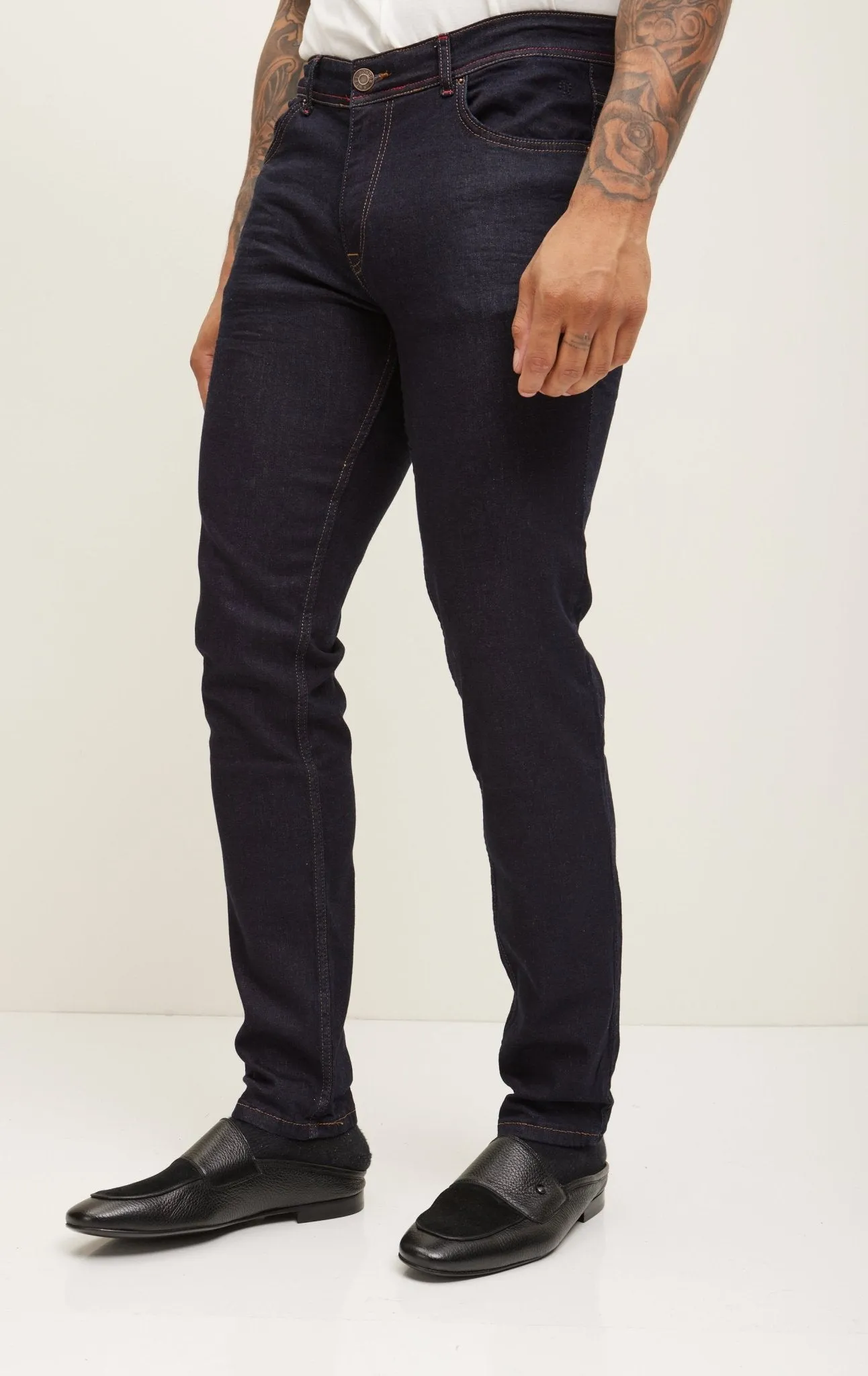 Inseam Stitch Everyday Wear Jeans - Dark Blue