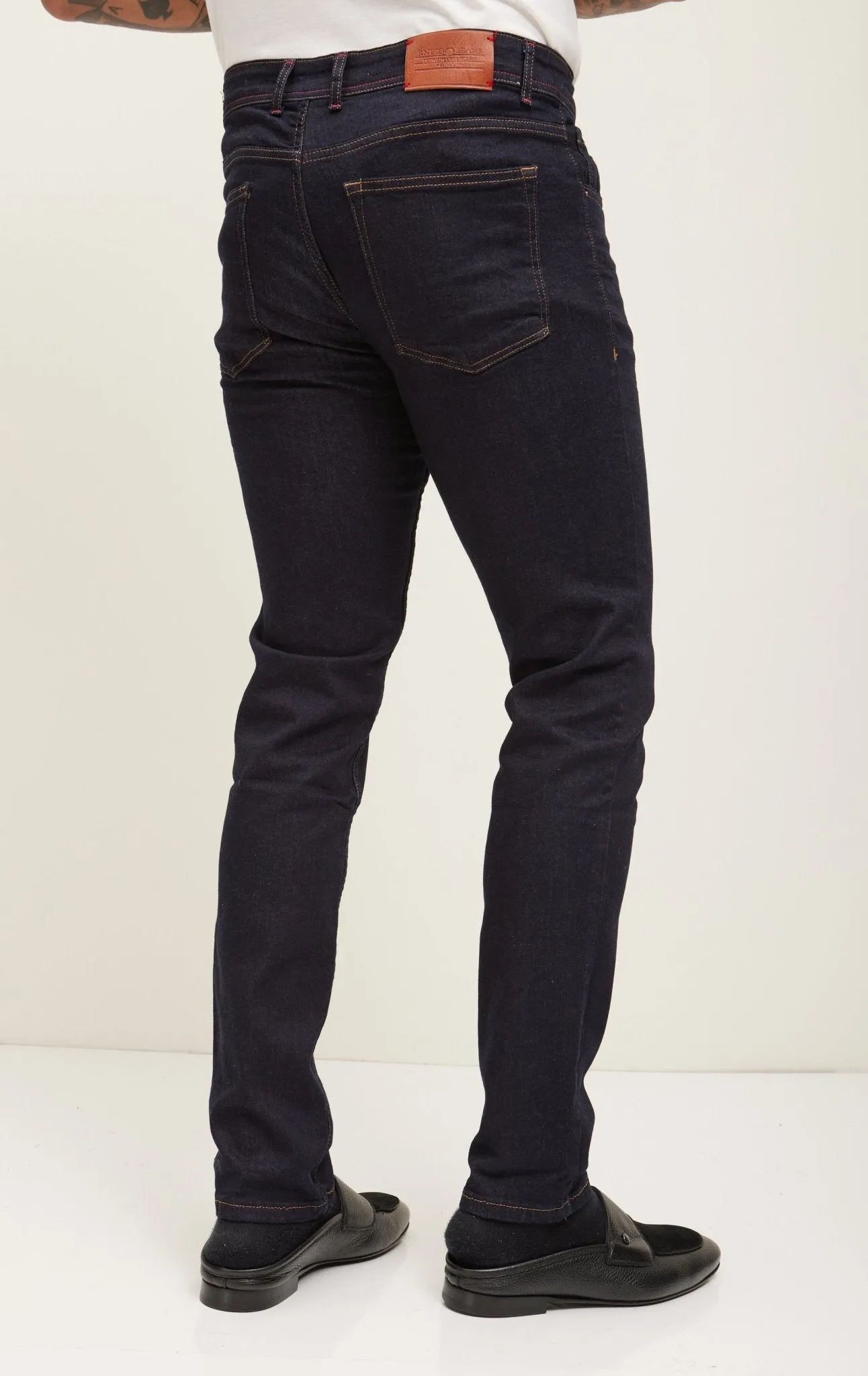 Inseam Stitch Everyday Wear Jeans - Dark Blue