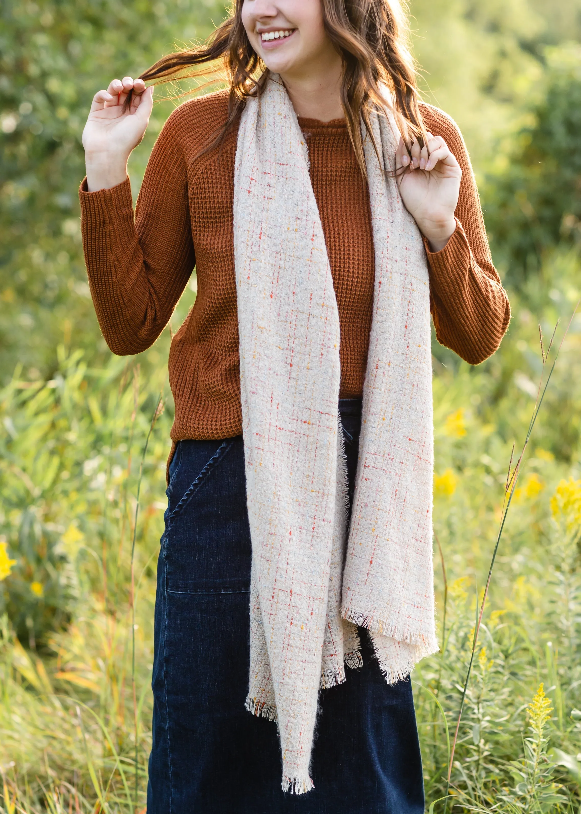 Ivory Metallic Tweed Confetti Scarf - FINAL SALE