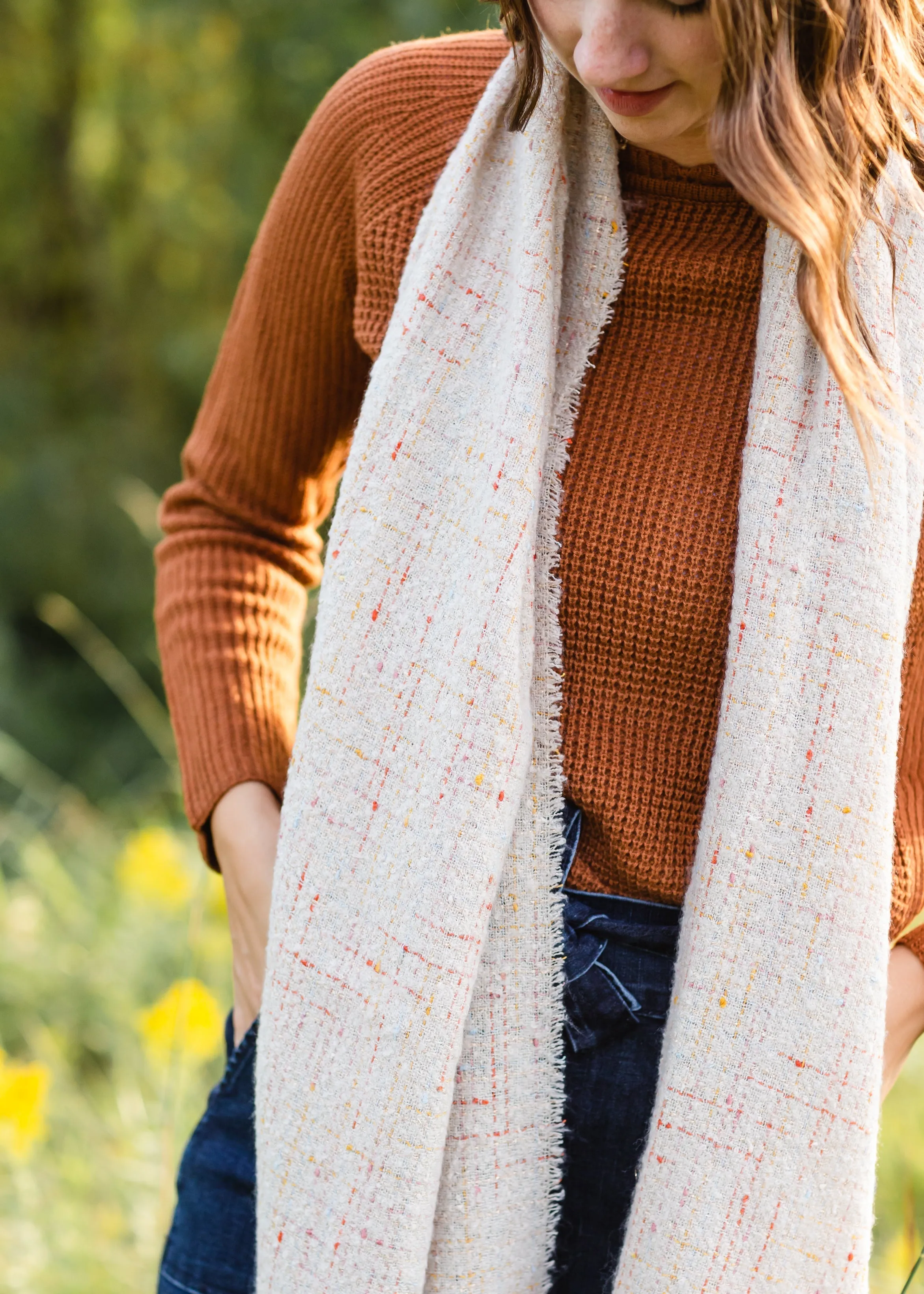 Ivory Metallic Tweed Confetti Scarf - FINAL SALE