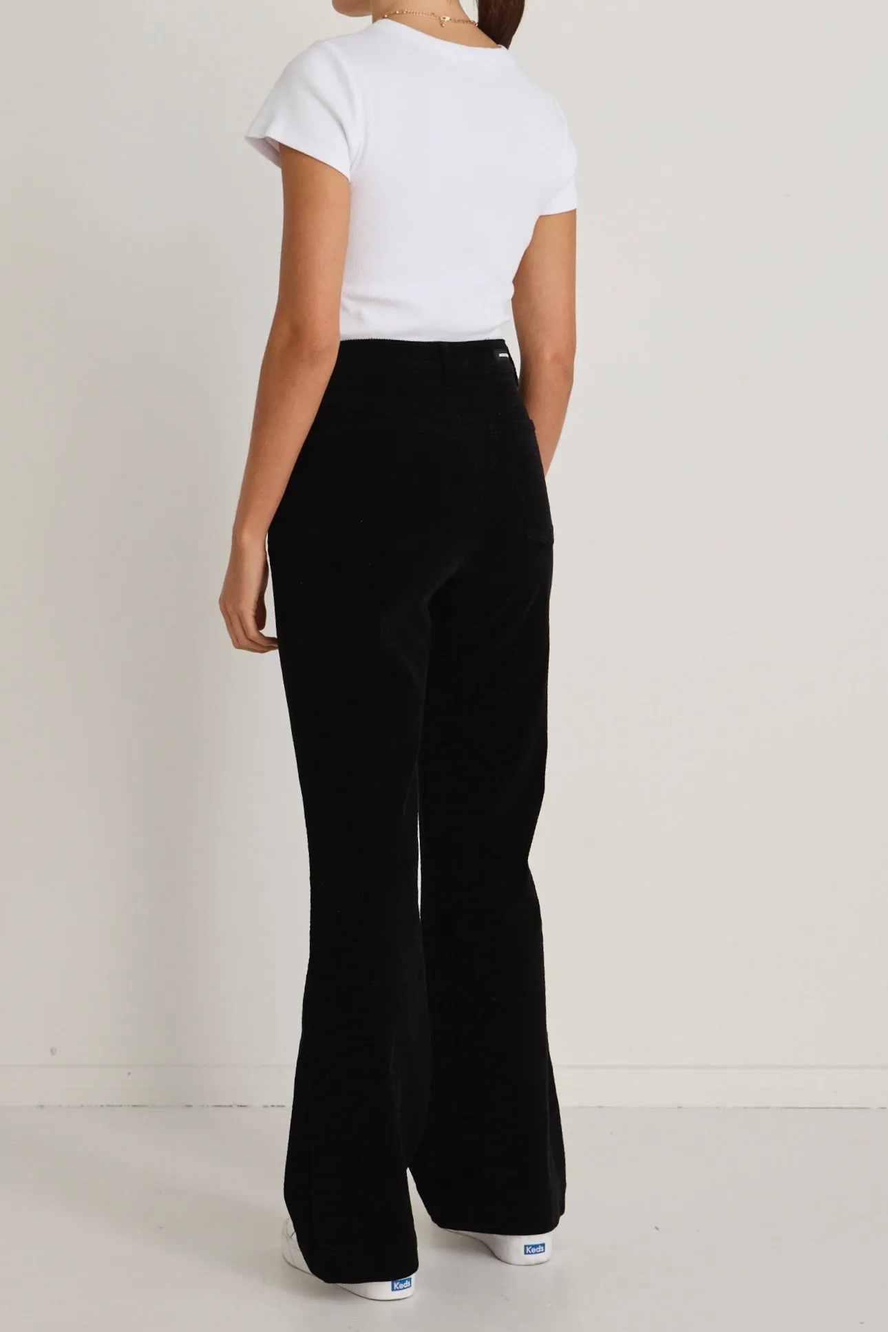 Karma Black Cord High Waist Long Wide Leg Pant