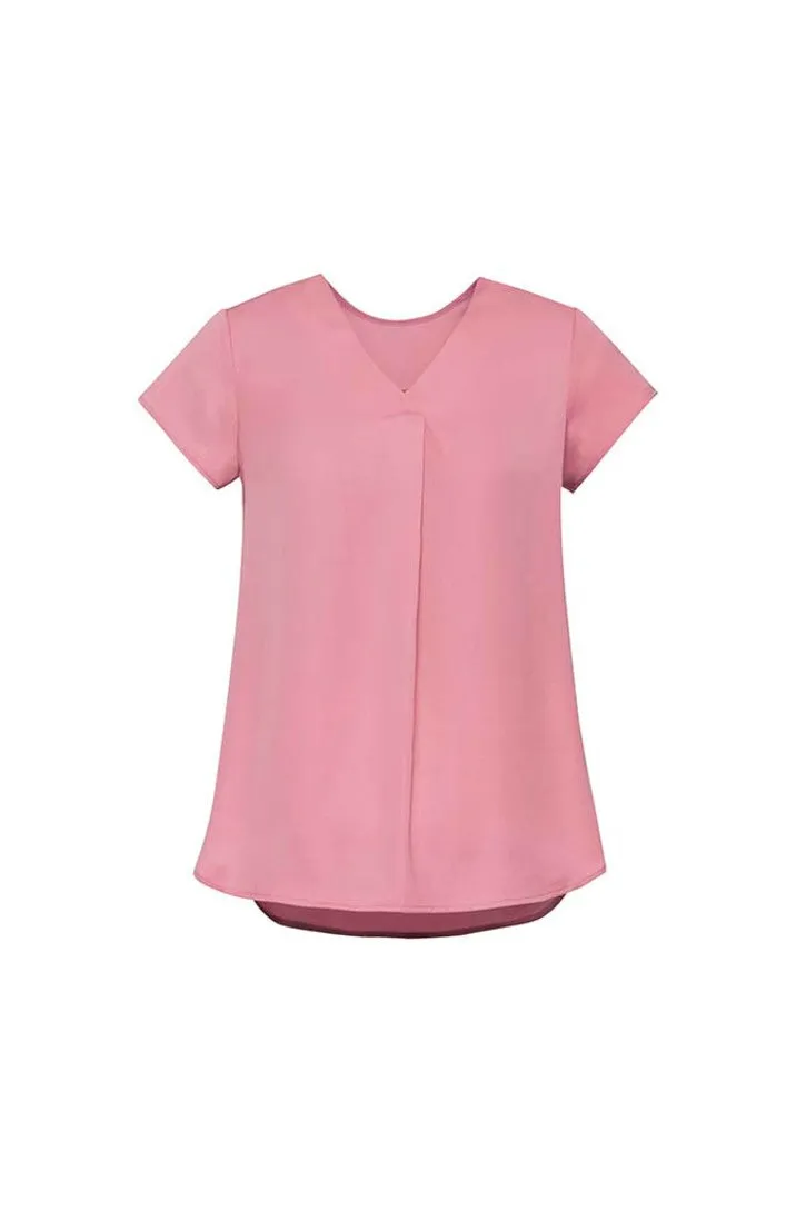 Kayla Womens V-neck Pleat Blouse (BZ-RB967LS)