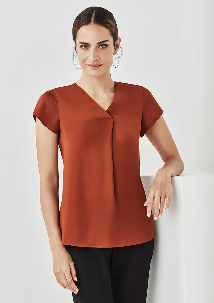 Kayla Womens V-neck Pleat Blouse (BZ-RB967LS)