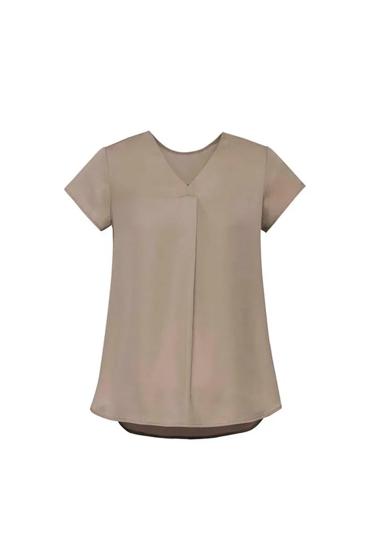 Kayla Womens V-neck Pleat Blouse (BZ-RB967LS)