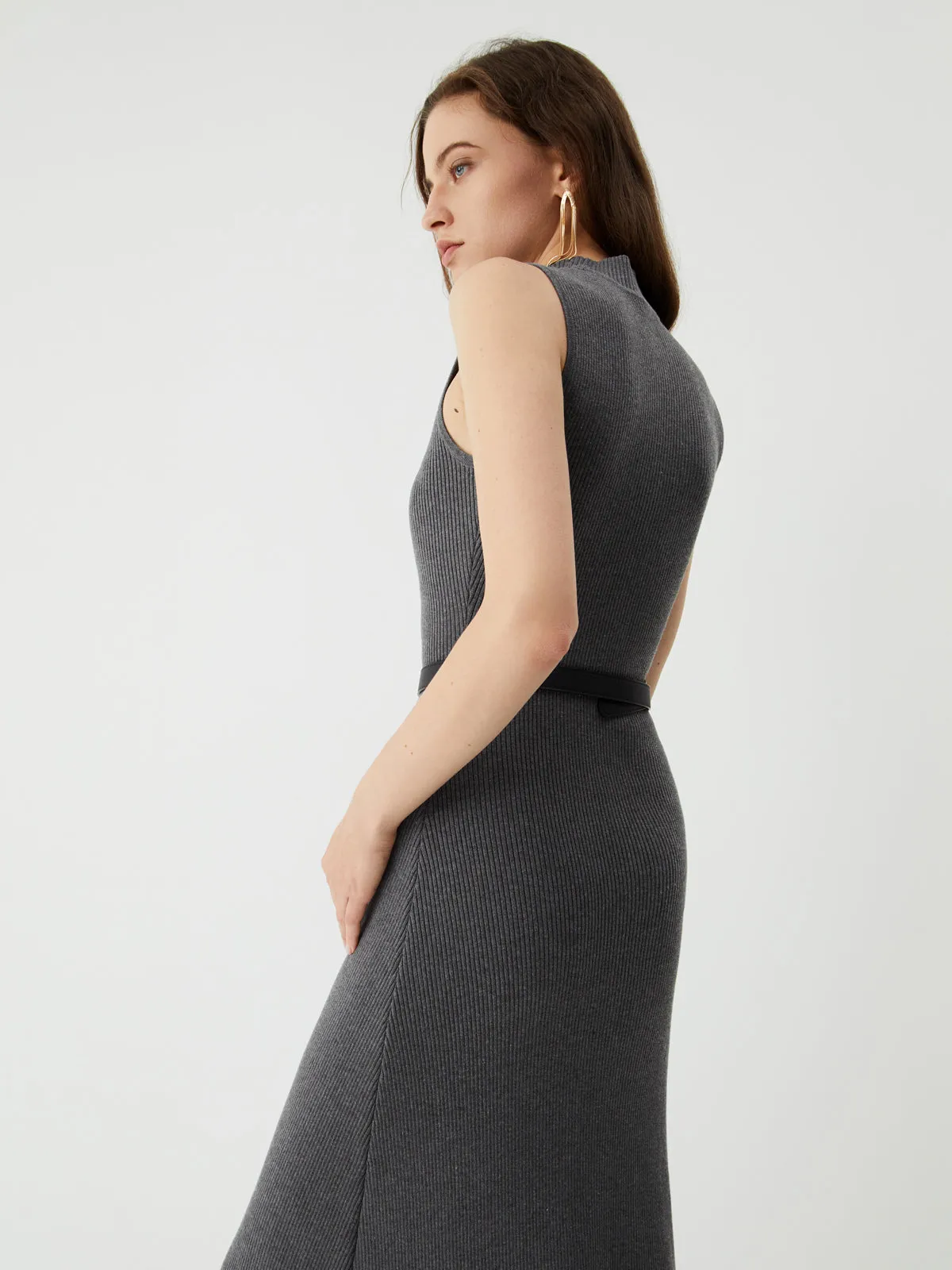 Leisure Mock Neck Trendy Long Sweater Dress