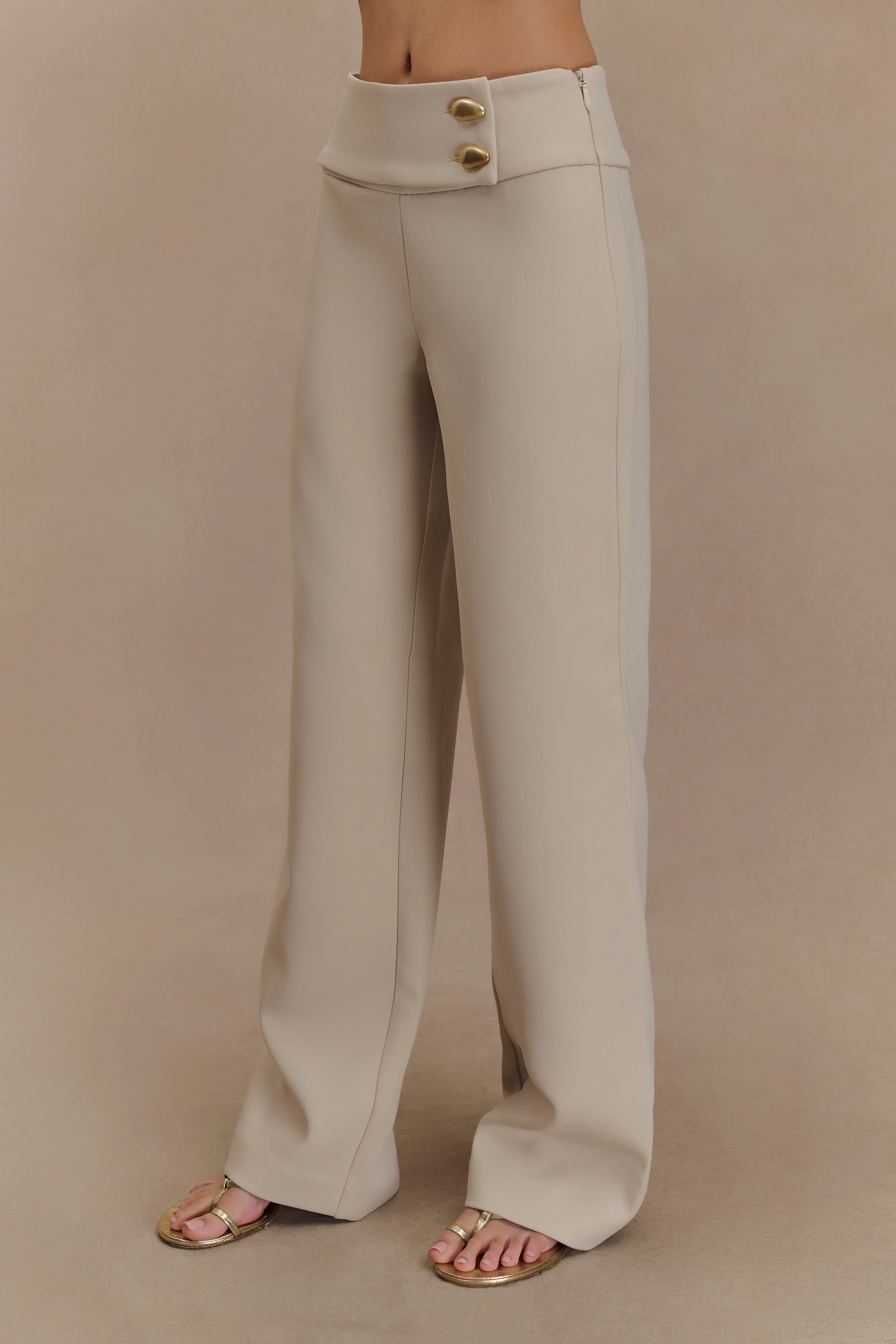 Lindie Straight Leg Suiting Pants - Sand