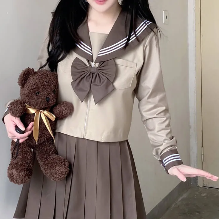 [Milk Tea Brown] JK sailor girl school uniform set