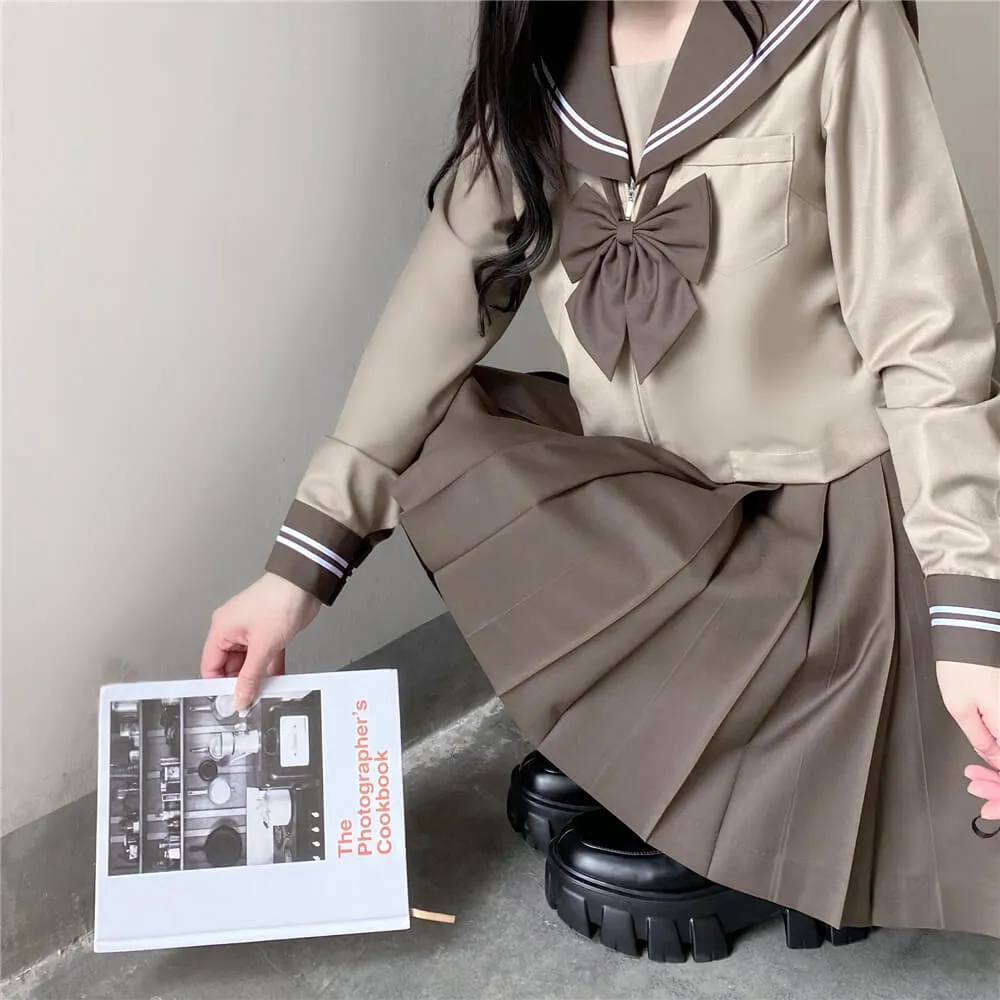 [Milk Tea Brown] JK sailor girl school uniform set