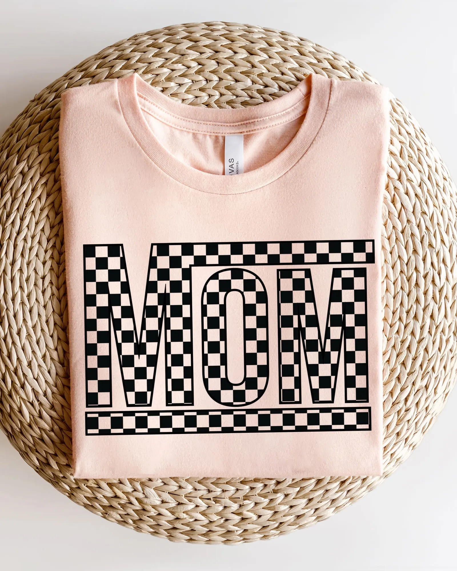 Mom Checkered Box Short Sleeve Graphic Tee | Hue