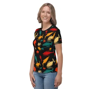 Multi-Color Fish Mania Women's Crew Neck T-Shirt