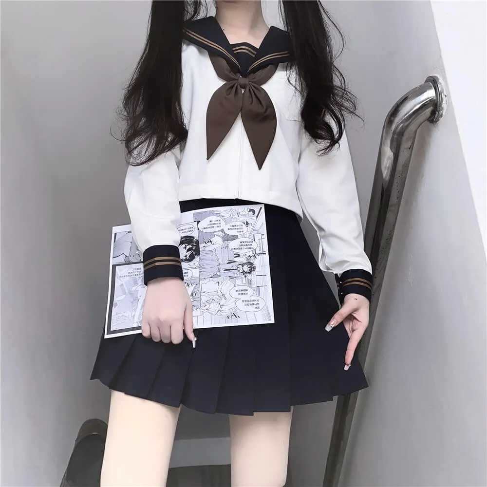 [Navy Brown] JK tea girl school uniform set