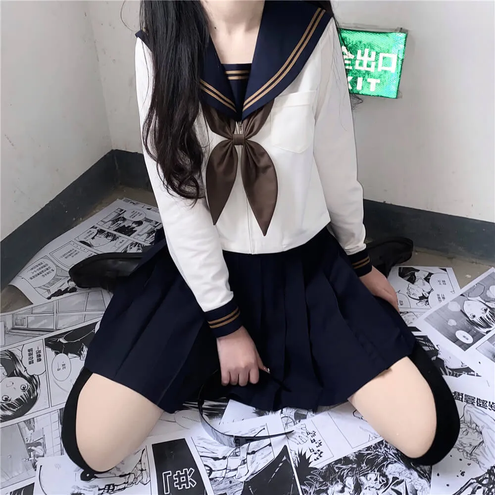 [Navy Brown] JK tea girl school uniform set