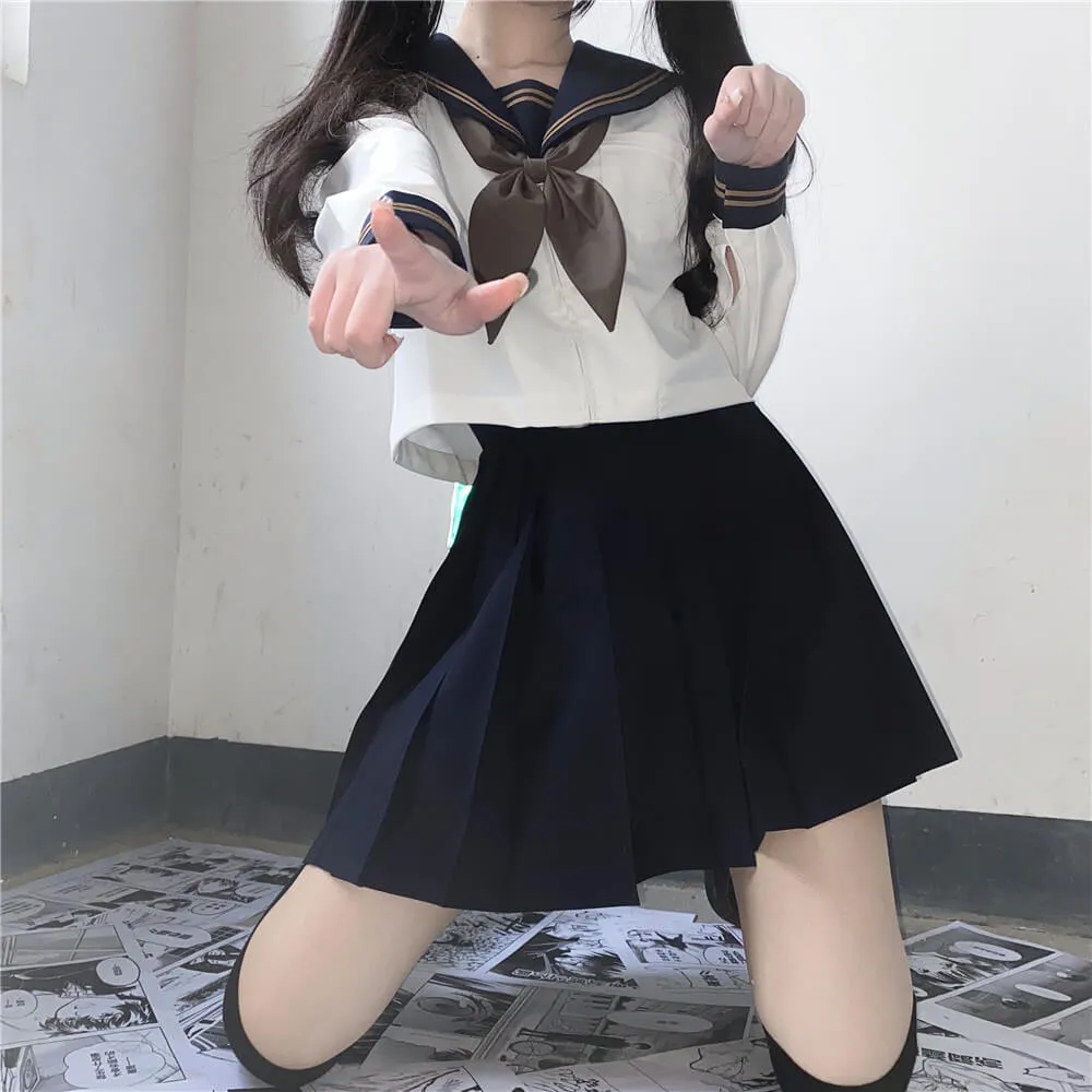 [Navy Brown] JK tea girl school uniform set