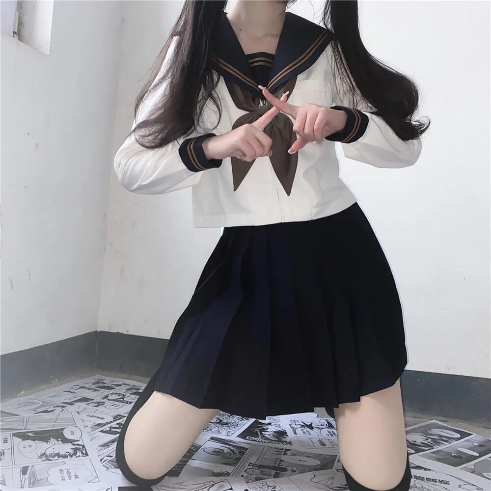 [Navy Brown] JK tea girl school uniform set