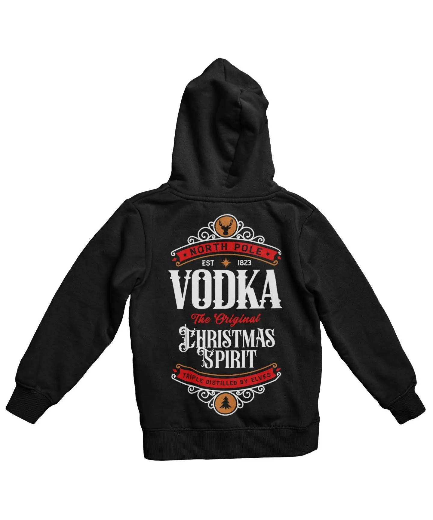 North Pole Vodka Colour Back Printed Christmas Hoodie