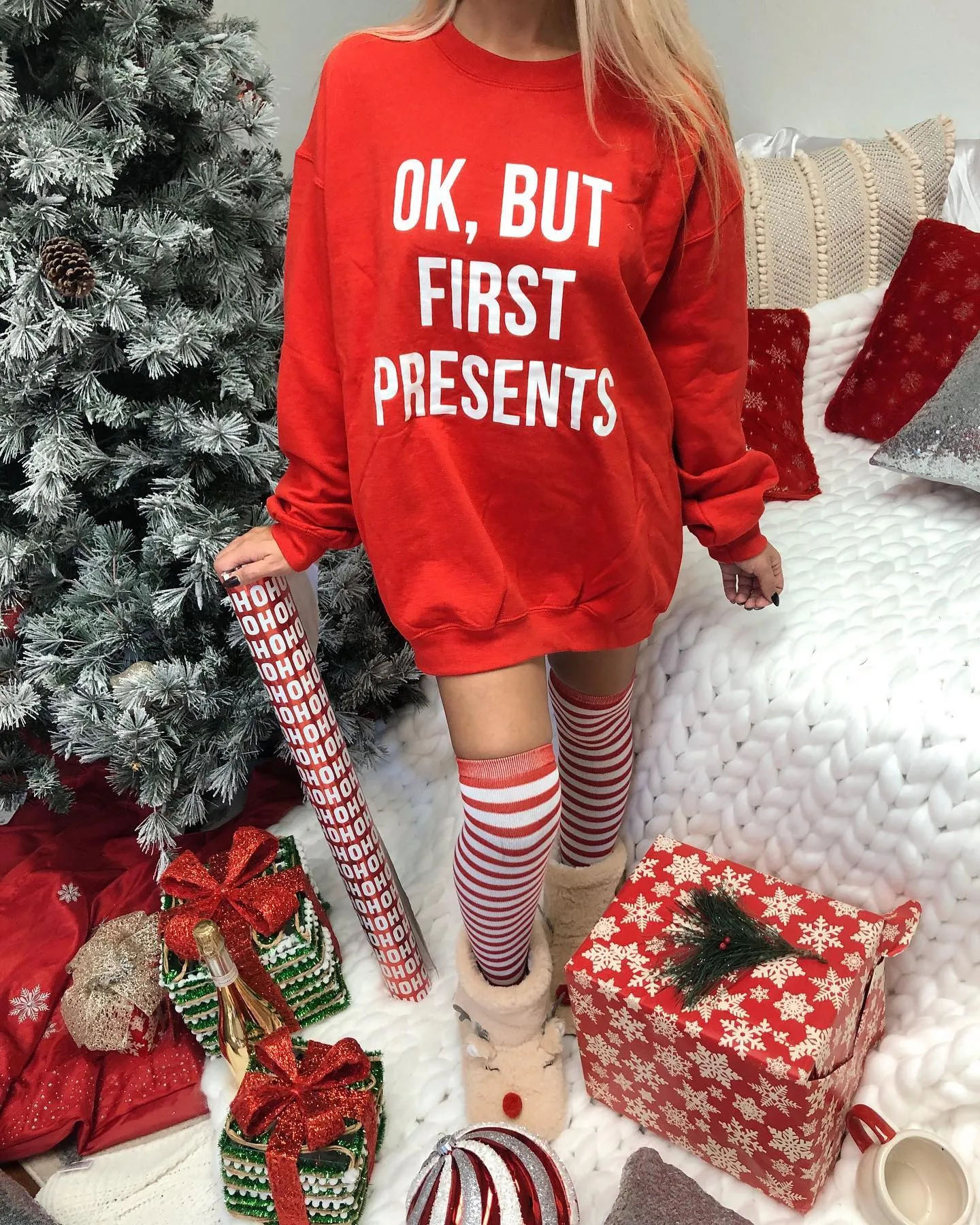 Ok, But First Presents Sweatshirt