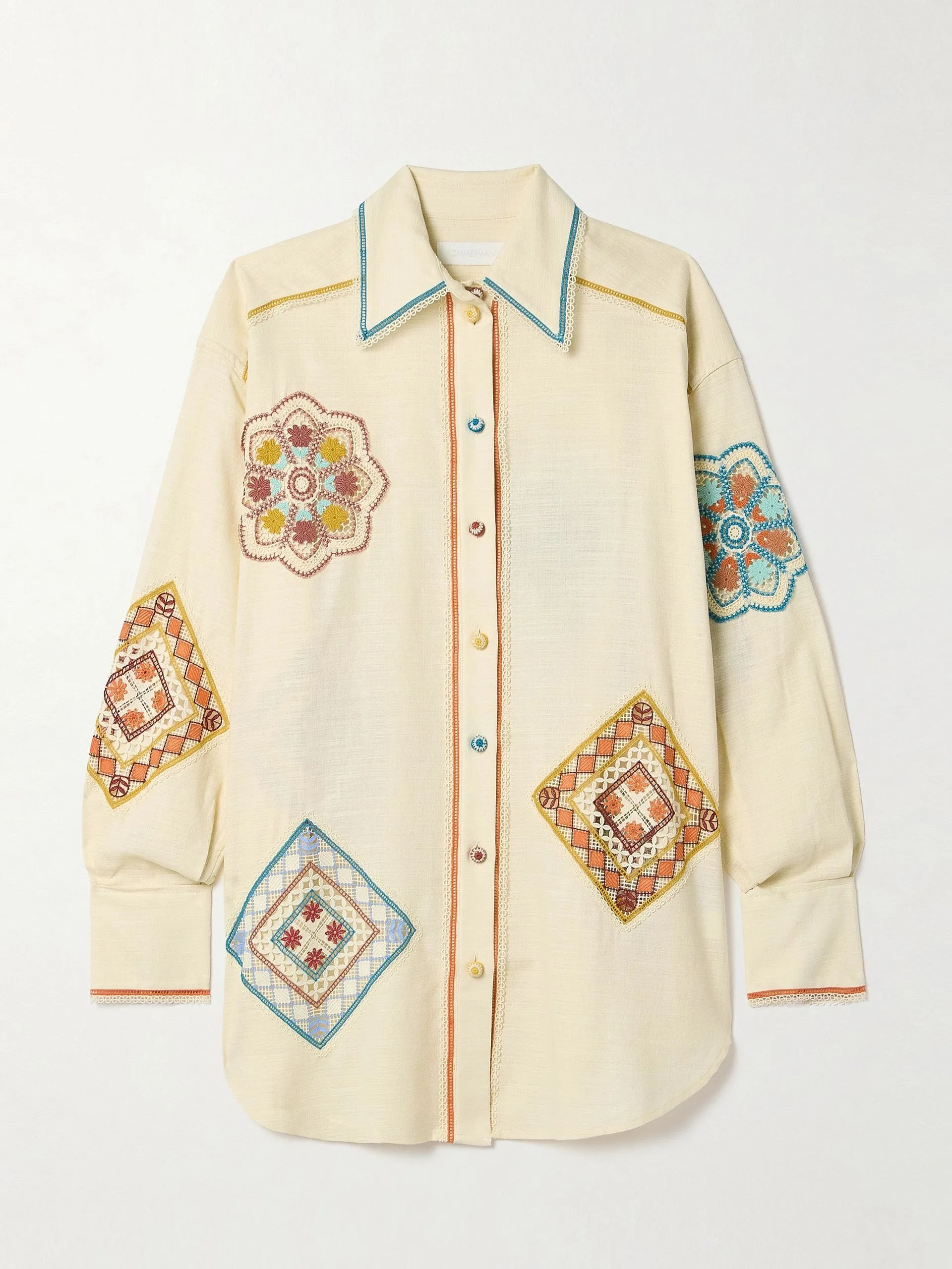 Ottie guipure lace-trimmed cotton shirt