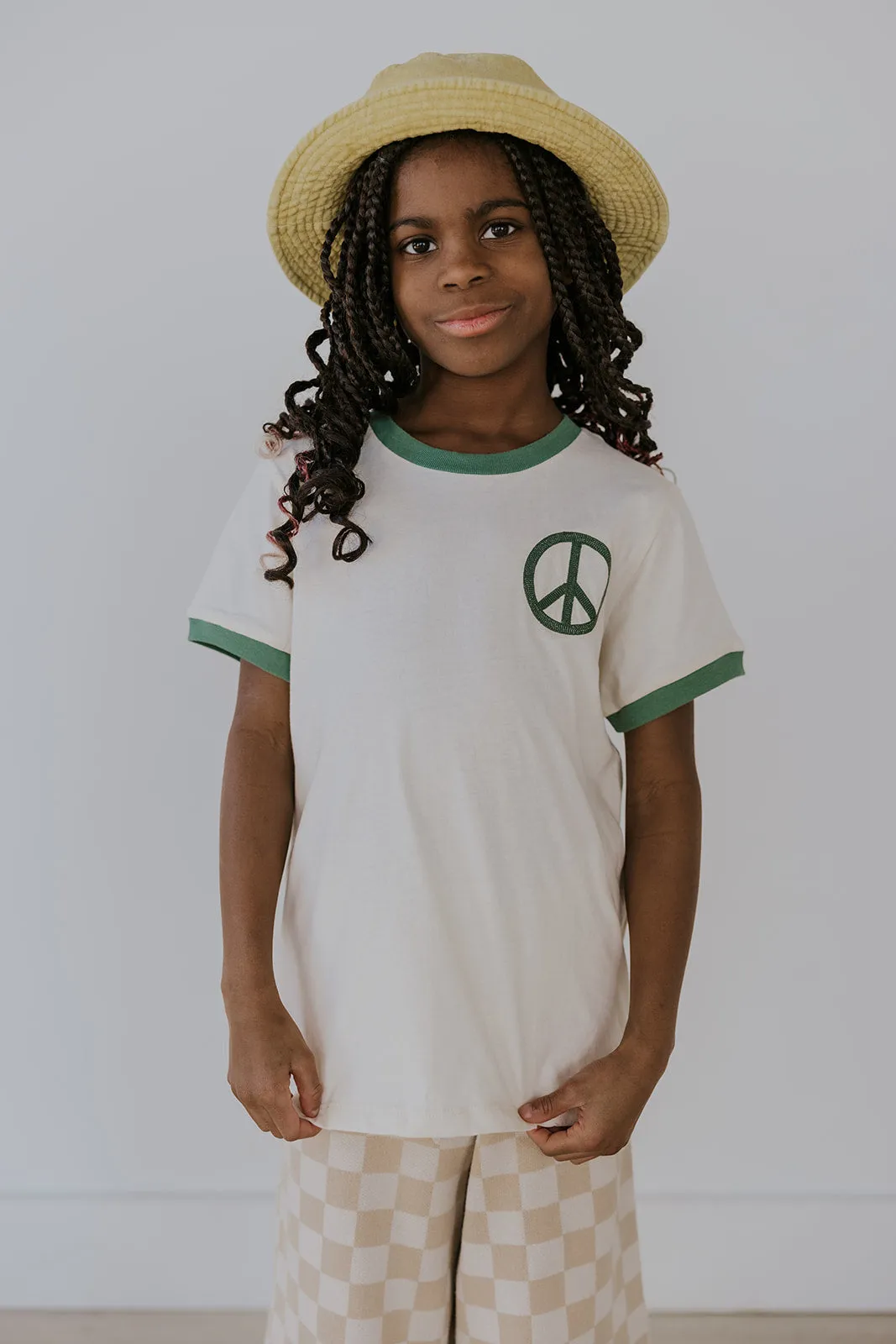 Peace Embroidered Everyday Ringer Tee