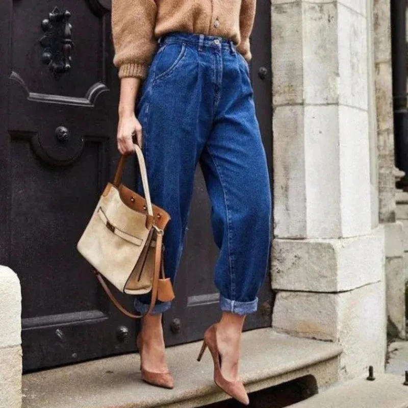 Pleated High Waist Jeans